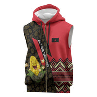 Zapatista Territories Sleeveless Zip Hoodie Mexico with Corn Graphic and Indigenous Pattern Semillas de Libertad - Wonder Print Shop