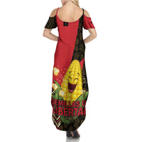 Zapatista Territories Summer Maxi Dress Mexico with Corn Graphic and Indigenous Pattern Semillas de Libertad - Wonder Print Shop