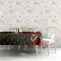 Zapatista Territories Tablecloth Mexico with Corn Graphic and Indigenous Pattern Semillas de Libertad - Wonder Print Shop