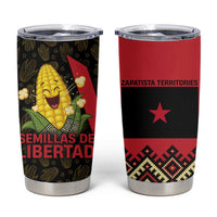 Zapatista Territories Tumbler Cup Mexico with Corn Graphic and Indigenous Pattern Semillas de Libertad - Wonder Print Shop