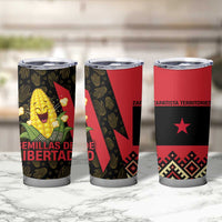 Zapatista Territories Tumbler Cup Mexico with Corn Graphic and Indigenous Pattern Semillas de Libertad - Wonder Print Shop