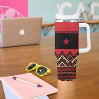 Zapatista Territories Tumbler With Handle Mexico with Corn Graphic and Indigenous Pattern Semillas de Libertad - Wonder Print Shop