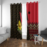 Zapatista Territories Window Curtain Mexico with Corn Graphic and Indigenous Pattern Semillas de Libertad - Wonder Print Shop