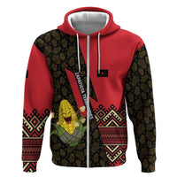 Zapatista Territories Zip Hoodie Mexico with Corn Graphic and Indigenous Pattern Semillas de Libertad - Wonder Print Shop