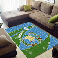 Guatemala Christmas Area Rug with Blue Green Christmas Quetzal Bird Gift and Coat of Arms - Wonder Print Shop