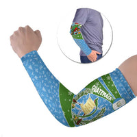 Guatemala Christmas Arm Sleeves with Blue Green Christmas Quetzal Bird Gift and Coat of Arms - Wonder Print Shop