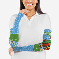 Guatemala Christmas Arm Sleeves with Blue Green Christmas Quetzal Bird Gift and Coat of Arms - Wonder Print Shop