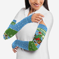 Guatemala Christmas Arm Sleeves with Blue Green Christmas Quetzal Bird Gift and Coat of Arms - Wonder Print Shop