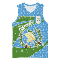 Guatemala Christmas Basketball Jersey with Blue Green Christmas Quetzal Bird Gift and Coat of Arms - Wonder Print Shop