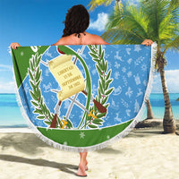 Guatemala Christmas Beach Blanket with Blue Green Christmas Quetzal Bird Gift and Coat of Arms - Wonder Print Shop