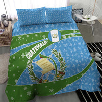 Guatemala Christmas Bedding Set with Blue Green Christmas Quetzal Bird Gift and Coat of Arms - Wonder Print Shop
