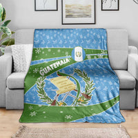 Guatemala Christmas Blanket with Blue Green Christmas Quetzal Bird Gift and Coat of Arms - Wonder Print Shop