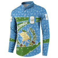 Guatemala Christmas Button Sweatshirt with Blue Green Christmas Quetzal Bird Gift and Coat of Arms - Wonder Print Shop