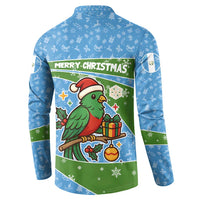 Guatemala Christmas Button Sweatshirt with Blue Green Christmas Quetzal Bird Gift and Coat of Arms - Wonder Print Shop