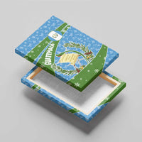Guatemala Christmas Canvas Wall Art with Blue Green Christmas Quetzal Bird Gift and Coat of Arms - Wonder Print Shop