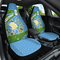 Guatemala Christmas Car Seat Cover with Blue Green Christmas Quetzal Bird Gift and Coat of Arms - Wonder Print Shop
