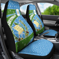 Guatemala Christmas Car Seat Cover with Blue Green Christmas Quetzal Bird Gift and Coat of Arms - Wonder Print Shop