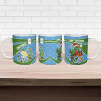Guatemala Christmas Ceramic Mug with Blue Green Christmas Quetzal Bird Gift and Coat of Arms - Wonder Print Shop
