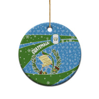 Guatemala Christmas Ceramic Ornament with Blue Green Christmas Quetzal Bird Gift and Coat of Arms - Wonder Print Shop
