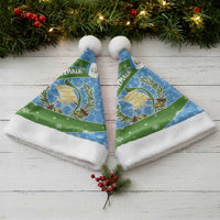 Guatemala Christmas Santa Hat with Blue Green Christmas Quetzal Bird Gift and Coat of Arms - Wonder Print Shop