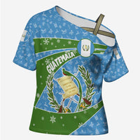 Guatemala Christmas Cross Shoulder Shirt with Blue Green Christmas Quetzal Bird Gift and Coat of Arms - Wonder Print Shop