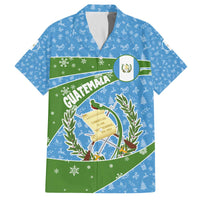 Guatemala Christmas Family Matching Off The Shoulder Long Sleeve Dress and Hawaiian Shirt with Blue Green Christmas Quetzal Bird Gift and Coat of Arms - Wonder Print Shop