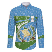 Guatemala Christmas Family Matching Off The Shoulder Long Sleeve Dress and Hawaiian Shirt with Blue Green Christmas Quetzal Bird Gift and Coat of Arms - Wonder Print Shop