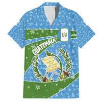 Guatemala Christmas Family Matching Off Shoulder Maxi Dress and Hawaiian Shirt with Blue Green Christmas Quetzal Bird Gift and Coat of Arms - Wonder Print Shop