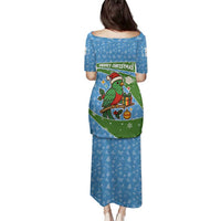 Guatemala Christmas Family Matching Puletasi and Hawaiian Shirt with Blue Green Christmas Quetzal Bird Gift and Coat of Arms - Wonder Print Shop