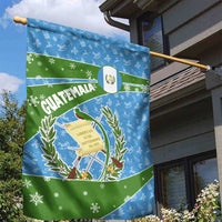 Guatemala Christmas Garden Flag with Blue Green Christmas Quetzal Bird Gift and Coat of Arms - Wonder Print Shop