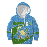 Guatemala Christmas Kid Hoodie with Blue Green Christmas Quetzal Bird Gift and Coat of Arms - Wonder Print Shop