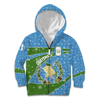 Guatemala Christmas Kid Hoodie with Blue Green Christmas Quetzal Bird Gift and Coat of Arms - Wonder Print Shop