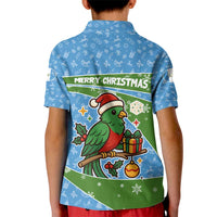 Guatemala Christmas Kid Polo Shirt with Blue Green Christmas Quetzal Bird Gift and Coat of Arms - Wonder Print Shop