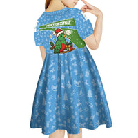 Guatemala Christmas Kid Short Sleeve Dress with Blue Green Christmas Quetzal Bird Gift and Coat of Arms - Wonder Print Shop