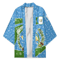 Guatemala Christmas Kimono with Blue Green Christmas Quetzal Bird Gift and Coat of Arms - Wonder Print Shop