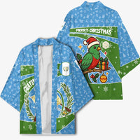 Guatemala Christmas Kimono with Blue Green Christmas Quetzal Bird Gift and Coat of Arms - Wonder Print Shop