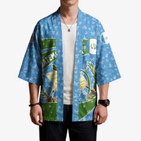 Guatemala Christmas Kimono with Blue Green Christmas Quetzal Bird Gift and Coat of Arms - Wonder Print Shop