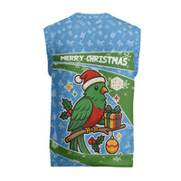 Guatemala Christmas Knitted V-Neck Vest with Blue Green Christmas Quetzal Bird Gift and Coat of Arms - Wonder Print Shop