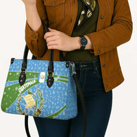 Guatemala Christmas Leather Bag with Blue Green Christmas Quetzal Bird Gift and Coat of Arms - Wonder Print Shop