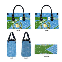 Guatemala Christmas Leather Bag with Blue Green Christmas Quetzal Bird Gift and Coat of Arms - Wonder Print Shop