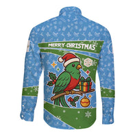 Guatemala Christmas Long Sleeve Button Shirt with Blue Green Christmas Quetzal Bird Gift and Coat of Arms - Wonder Print Shop