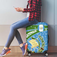 Guatemala Christmas Luggage Cover with Blue Green Christmas Quetzal Bird Gift and Coat of Arms - Wonder Print Shop