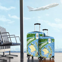 Guatemala Christmas Luggage Cover with Blue Green Christmas Quetzal Bird Gift and Coat of Arms - Wonder Print Shop