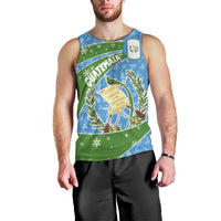 Guatemala Christmas Men Tank Top with Blue Green Christmas Quetzal Bird Gift and Coat of Arms - Wonder Print Shop