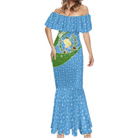 Guatemala Christmas Mermaid Dress with Blue Green Christmas Quetzal Bird Gift and Coat of Arms - Wonder Print Shop