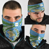 Guatemala Christmas Neck Gaiter with Blue Green Christmas Quetzal Bird Gift and Coat of Arms - Wonder Print Shop