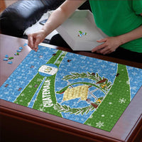 Guatemala Christmas Puzzle with Blue Green Christmas Quetzal Bird Gift and Coat of Arms - Wonder Print Shop
