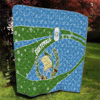 Guatemala Christmas Quilt with Blue Green Christmas Quetzal Bird Gift and Coat of Arms - Wonder Print Shop