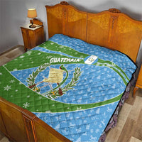 Guatemala Christmas Quilt with Blue Green Christmas Quetzal Bird Gift and Coat of Arms - Wonder Print Shop