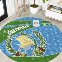Guatemala Christmas Round Carpet with Blue Green Christmas Quetzal Bird Gift and Coat of Arms - Wonder Print Shop